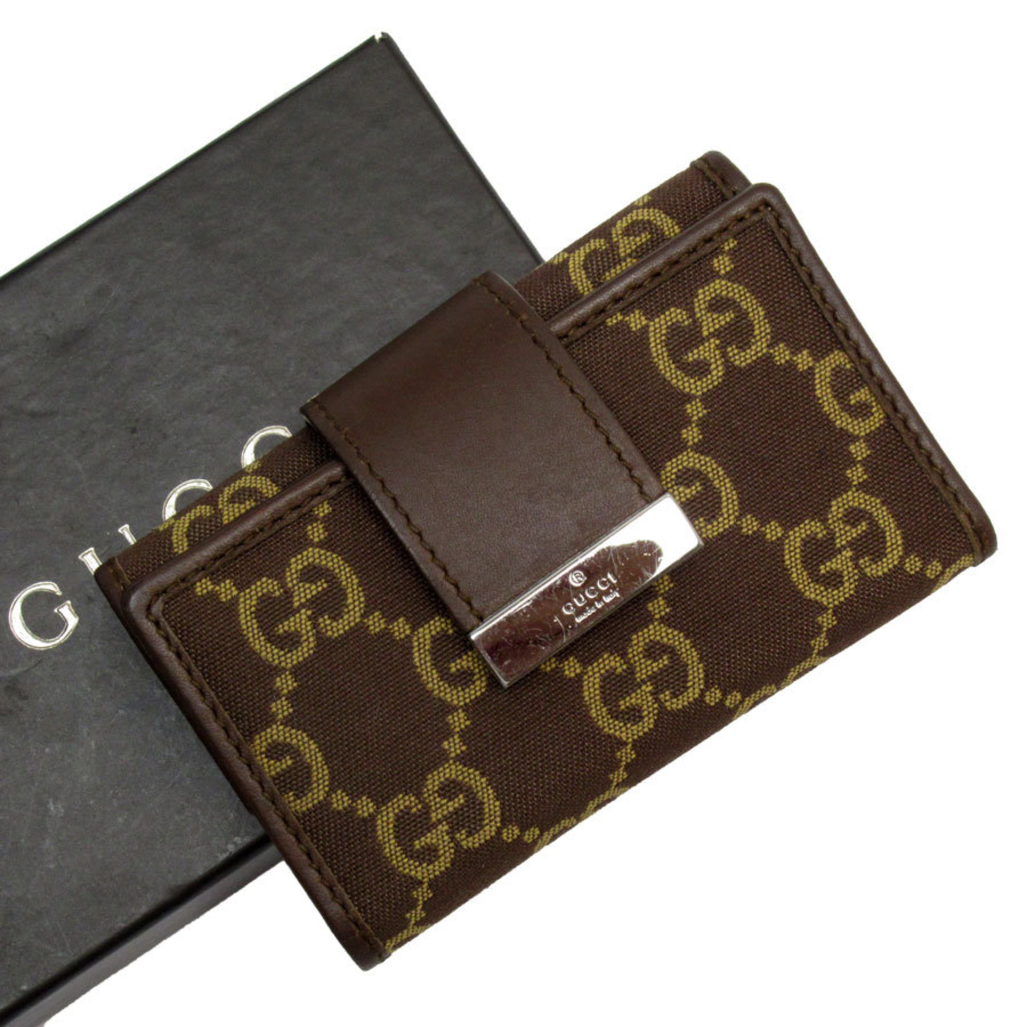 GUCCI key case GG canvas leather brown beige men's women's w0680j