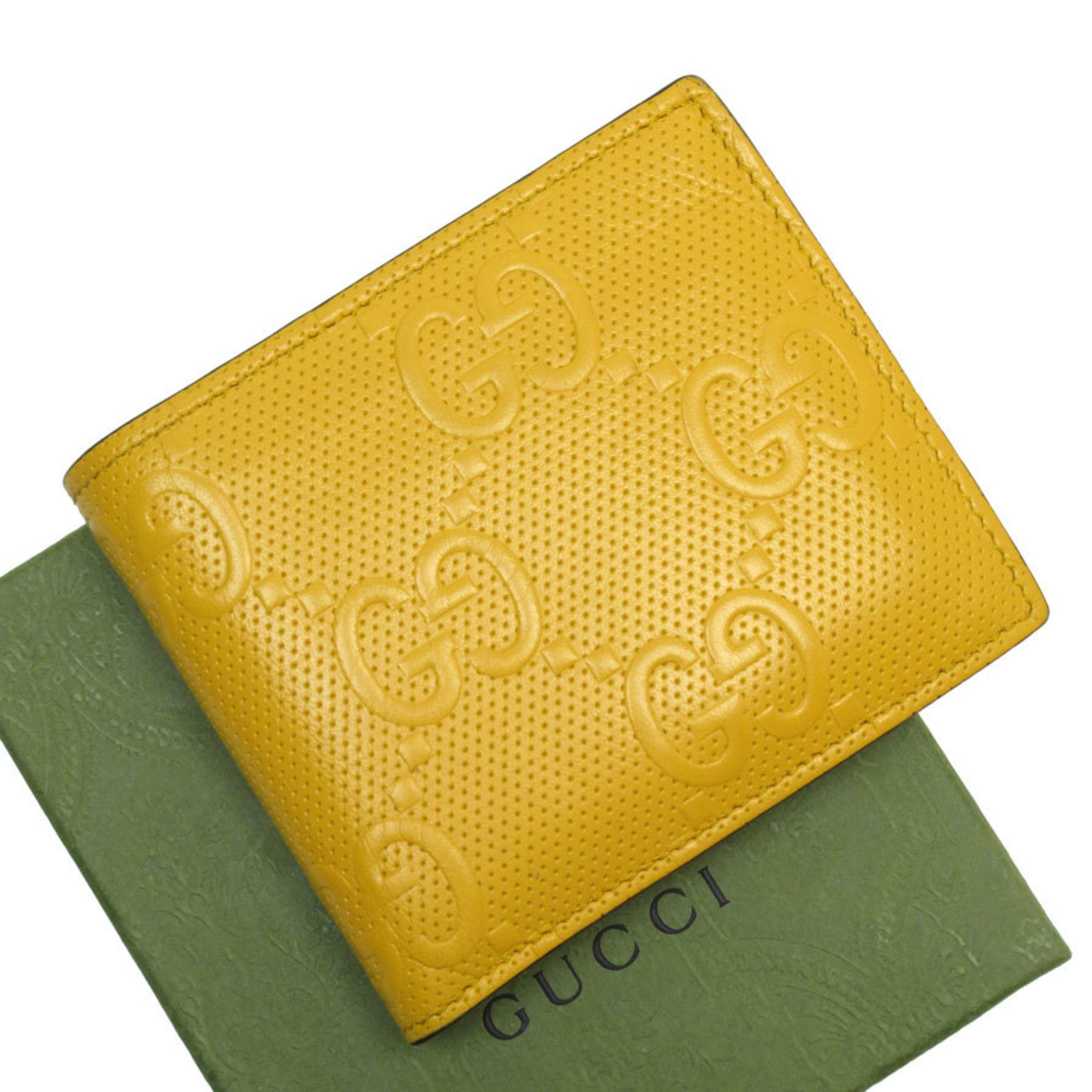 GUCCI Bi-fold wallet GG embossed leather yellow men's 625555 w0725j