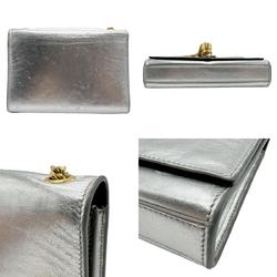 Saint Laurent shoulder bag leather metal silver gold women's z2237