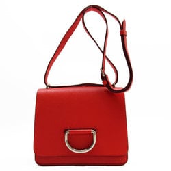 Burberry Shoulder Bag Leather Red Silver Women's w0670a