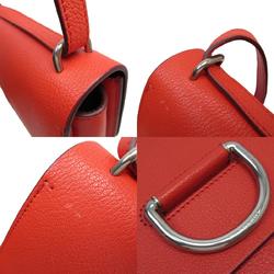 Burberry Shoulder Bag Leather Red Silver Women's w0670a