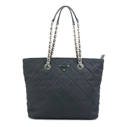 PRADA shoulder bag quilted nylon black silver women's e59078g