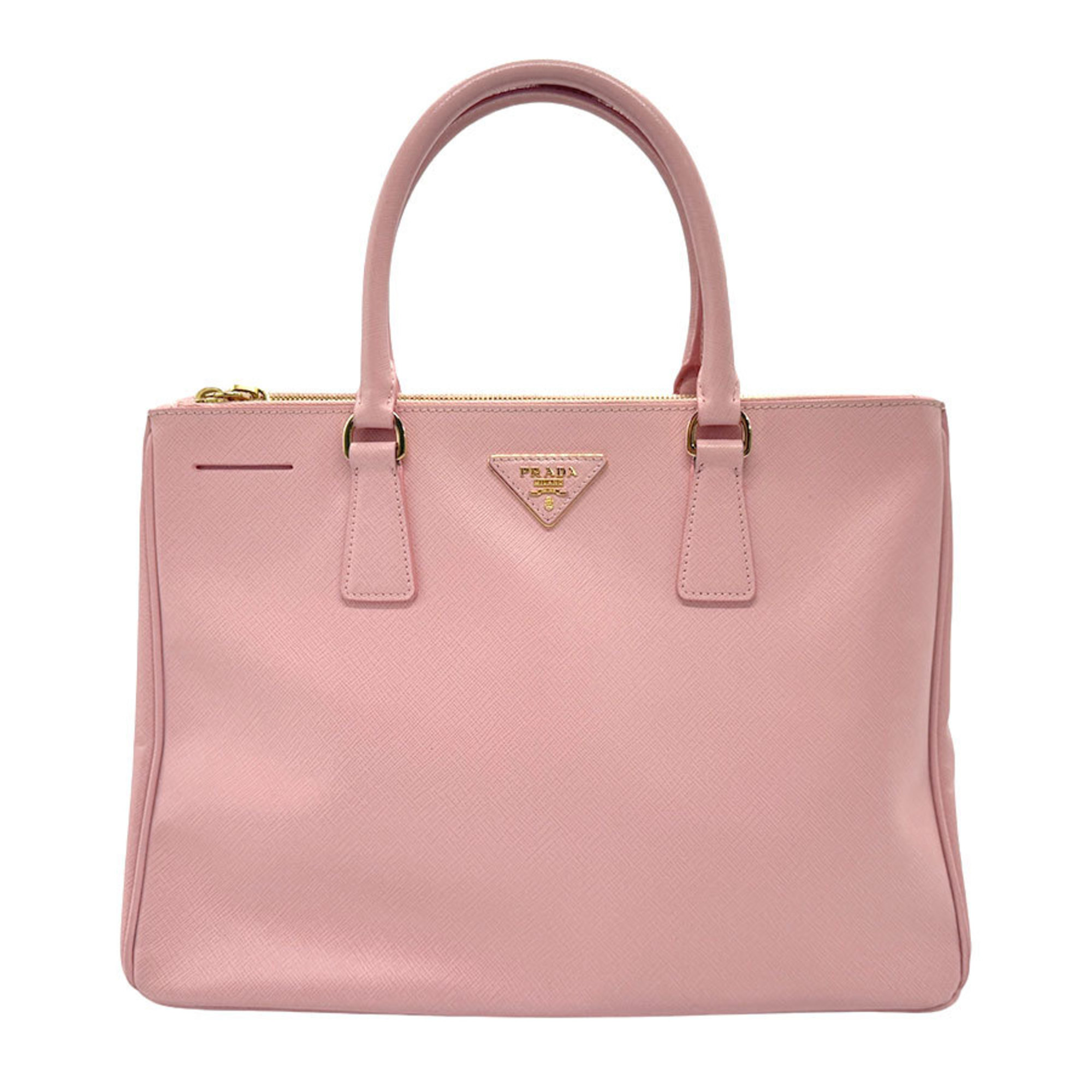 PRADA handbag shoulder bag leather light pink gold ladies n0326