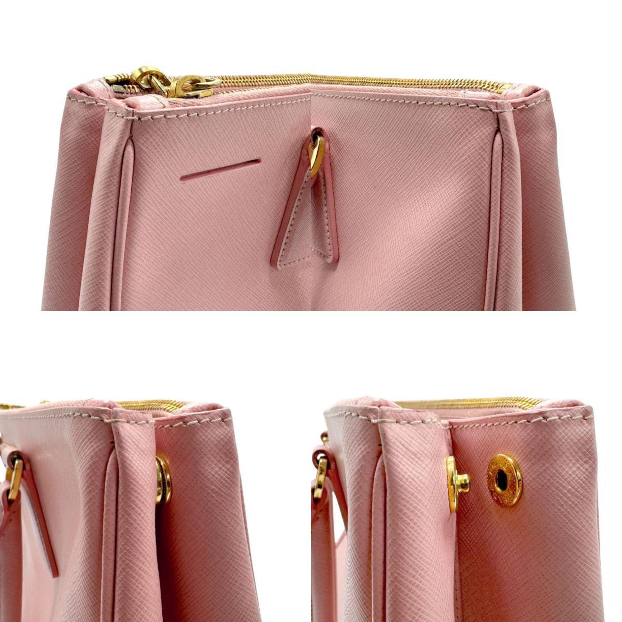 PRADA handbag shoulder bag leather light pink gold ladies n0326