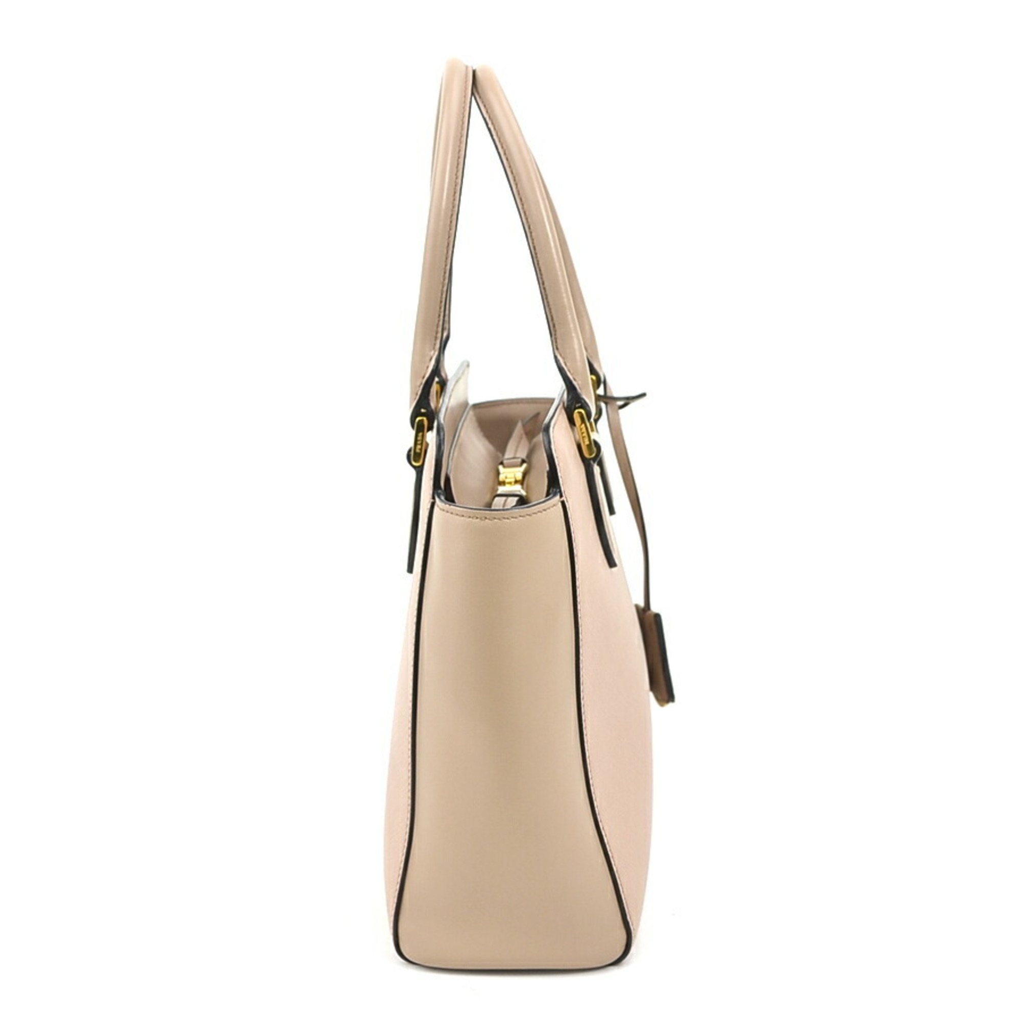 PRADA handbag shoulder bag leather pink beige gold ladies e59074a