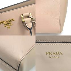 PRADA handbag shoulder bag leather pink beige gold ladies e59074a