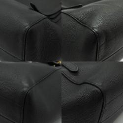 PRADA Tote Bag Leather Black Gold Men Women PD424