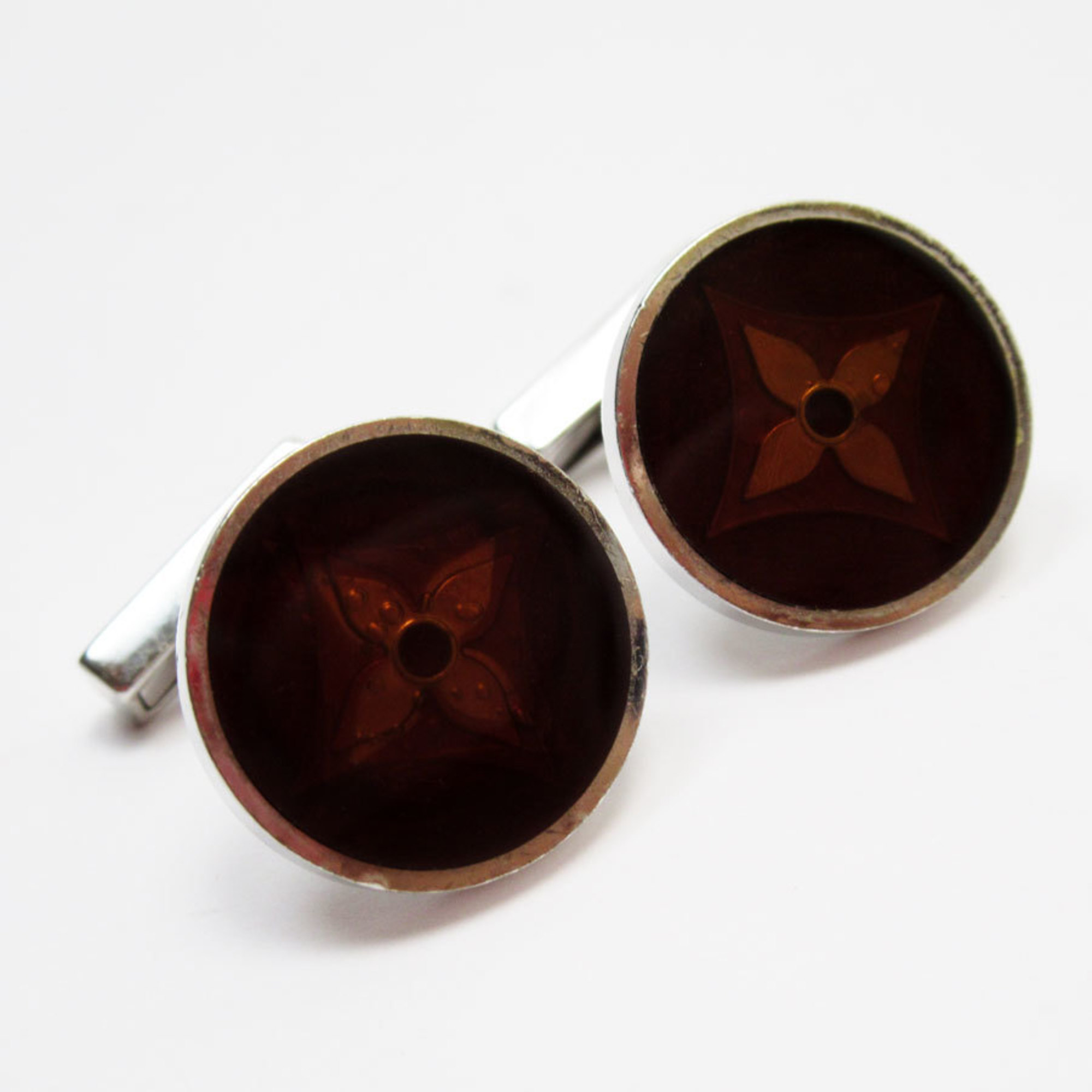 LOUIS VUITTON Cufflinks Silver 925 Brown Men's w0691