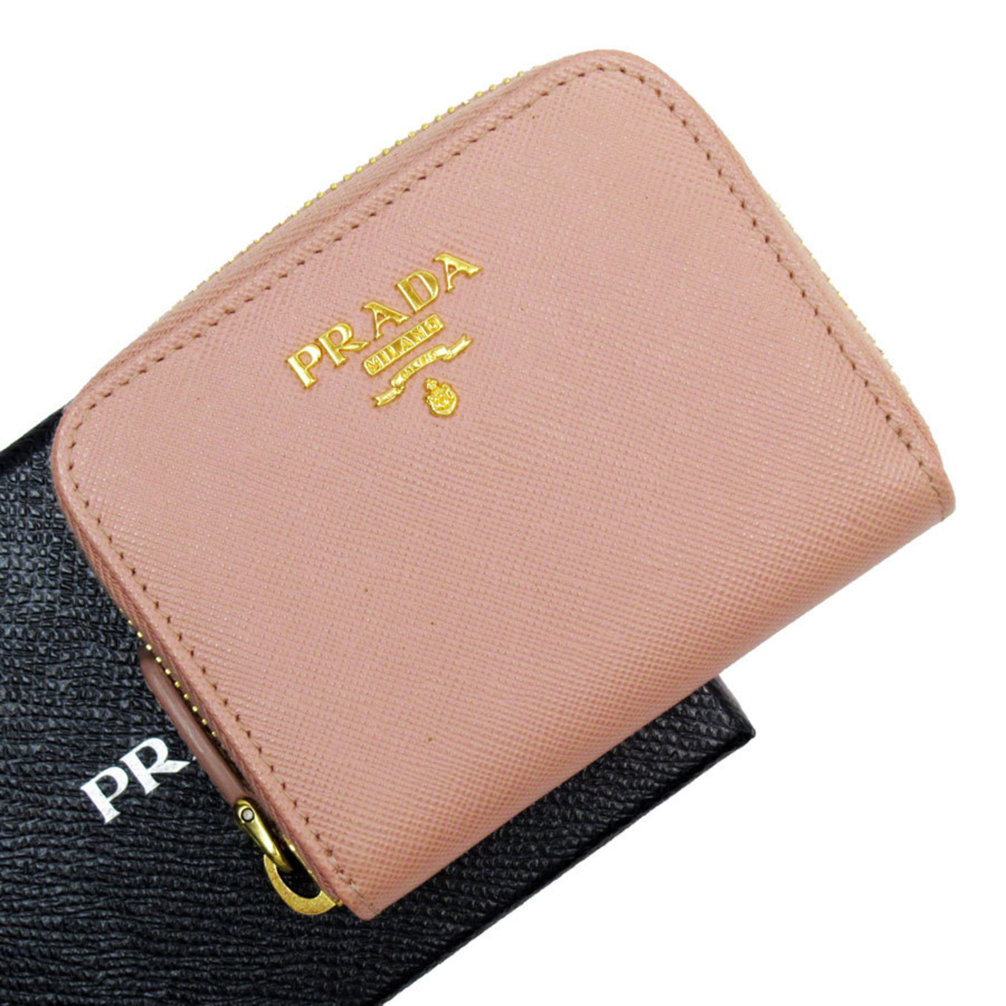 PRADA wallet/coin case leather light pink gold women's w0726j