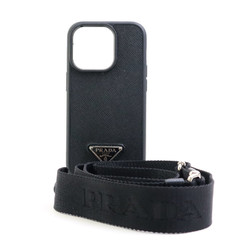 Prada Smartphone Case iPhone14 Pro Leather Black Men's Women's h30495k