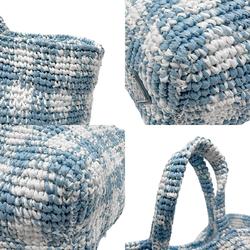 PRADA Handbag Crochet Tote Bag Raffia-like Thread Blue White Women's z2268