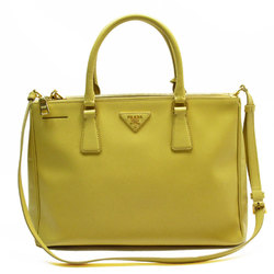 PRADA handbag shoulder bag leather yellow gold ladies w0665a