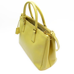 PRADA handbag shoulder bag leather yellow gold ladies w0665a