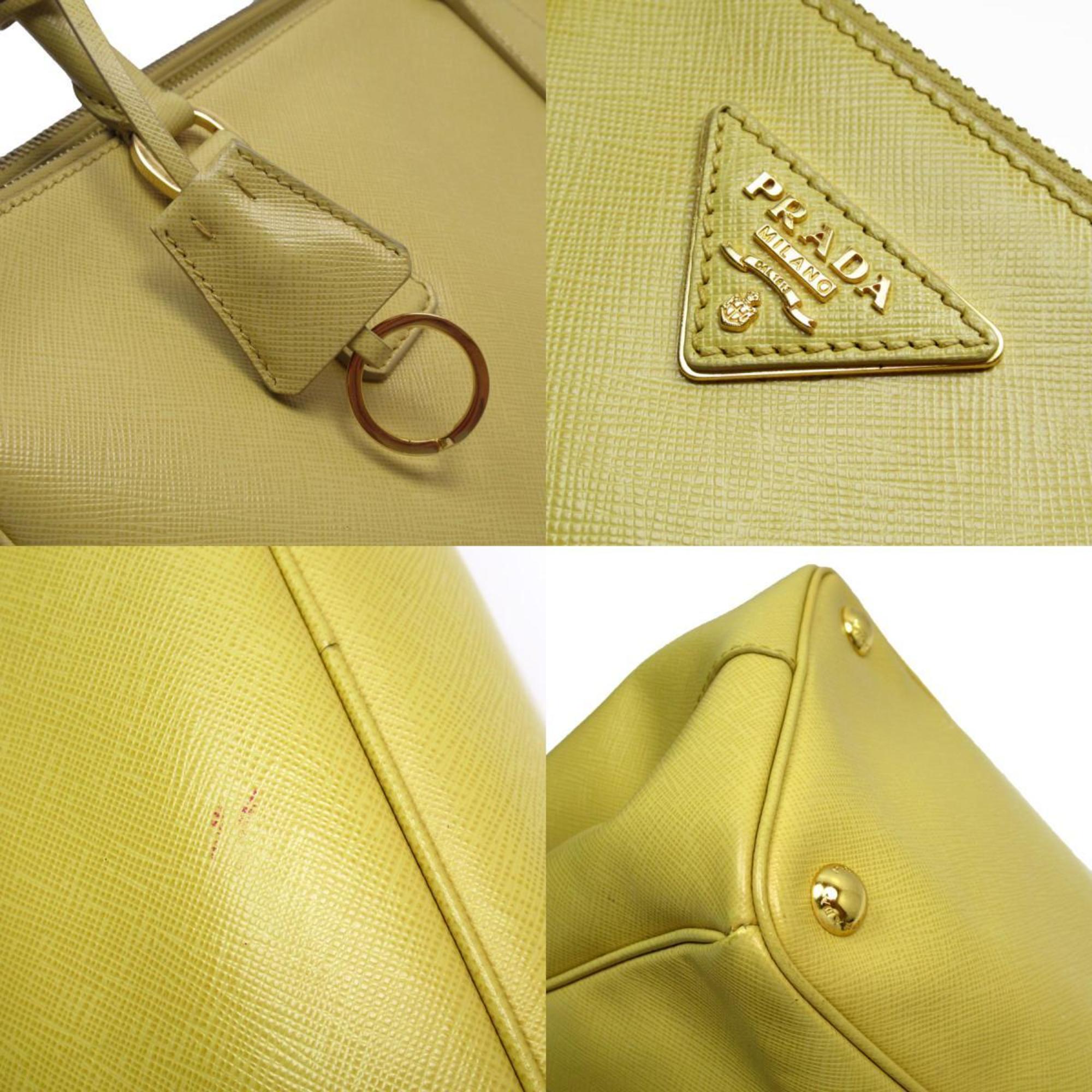 PRADA handbag shoulder bag leather yellow gold ladies w0665a