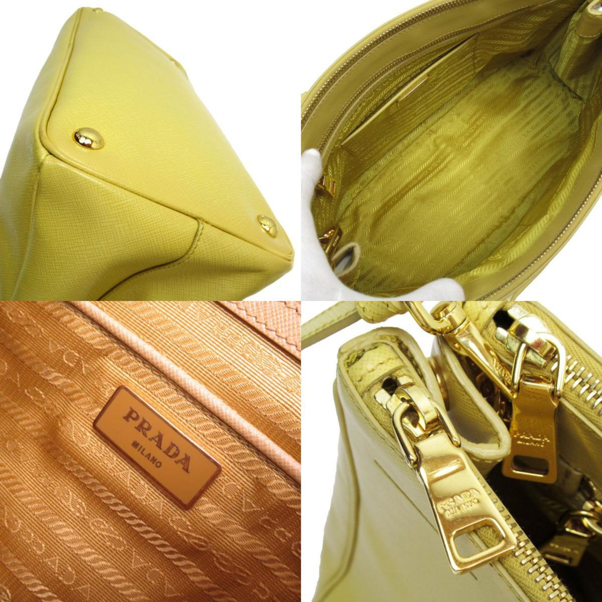 PRADA handbag shoulder bag leather yellow gold ladies w0665a