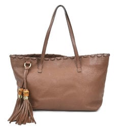 GUCCI Shoulder Bag Tote Bamboo Tassel Leather Brown Women's 354665 e59071a