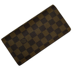 Louis Vuitton LOUIS VUITTON Bi-fold long wallet Damier Portefeuille Brazza canvas brown men's w0678a