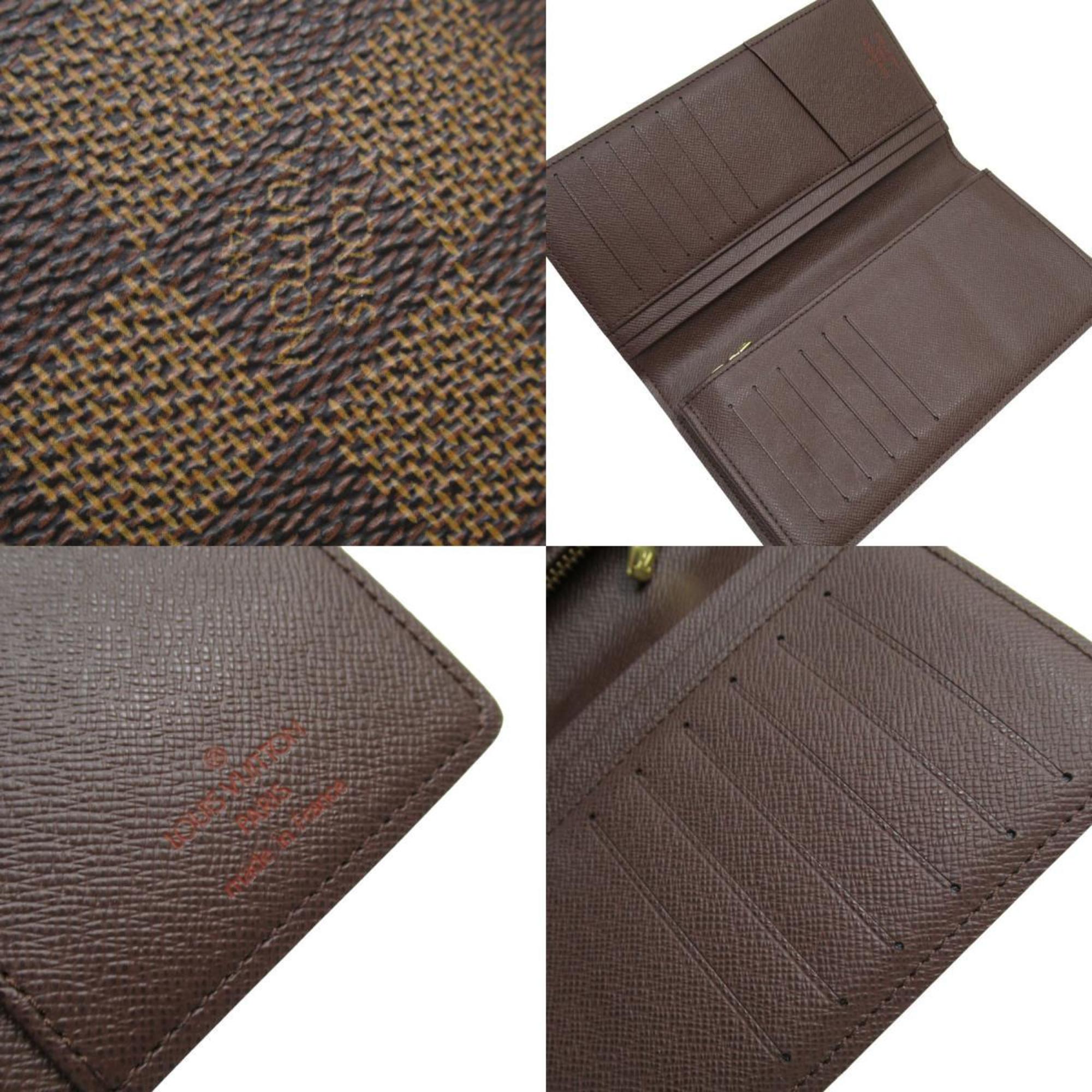 Louis Vuitton LOUIS VUITTON Bi-fold long wallet Damier Portefeuille Brazza canvas brown men's w0678a