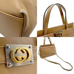 GUCCI handbag shoulder bag leather beige ladies 631663 n0296