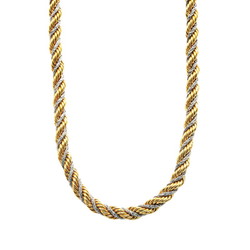 Christian Dior Dior Pipe Rope Chain Necklace Gold Silver Plated Metal Women's