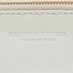 Bottega Veneta Intrecciato Round Long Wallet White Leather Women's BOTTEGAVENETA