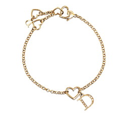 Christian Dior Dior D Rhinestone Heart Motif Bracelet Gold Plated Women's