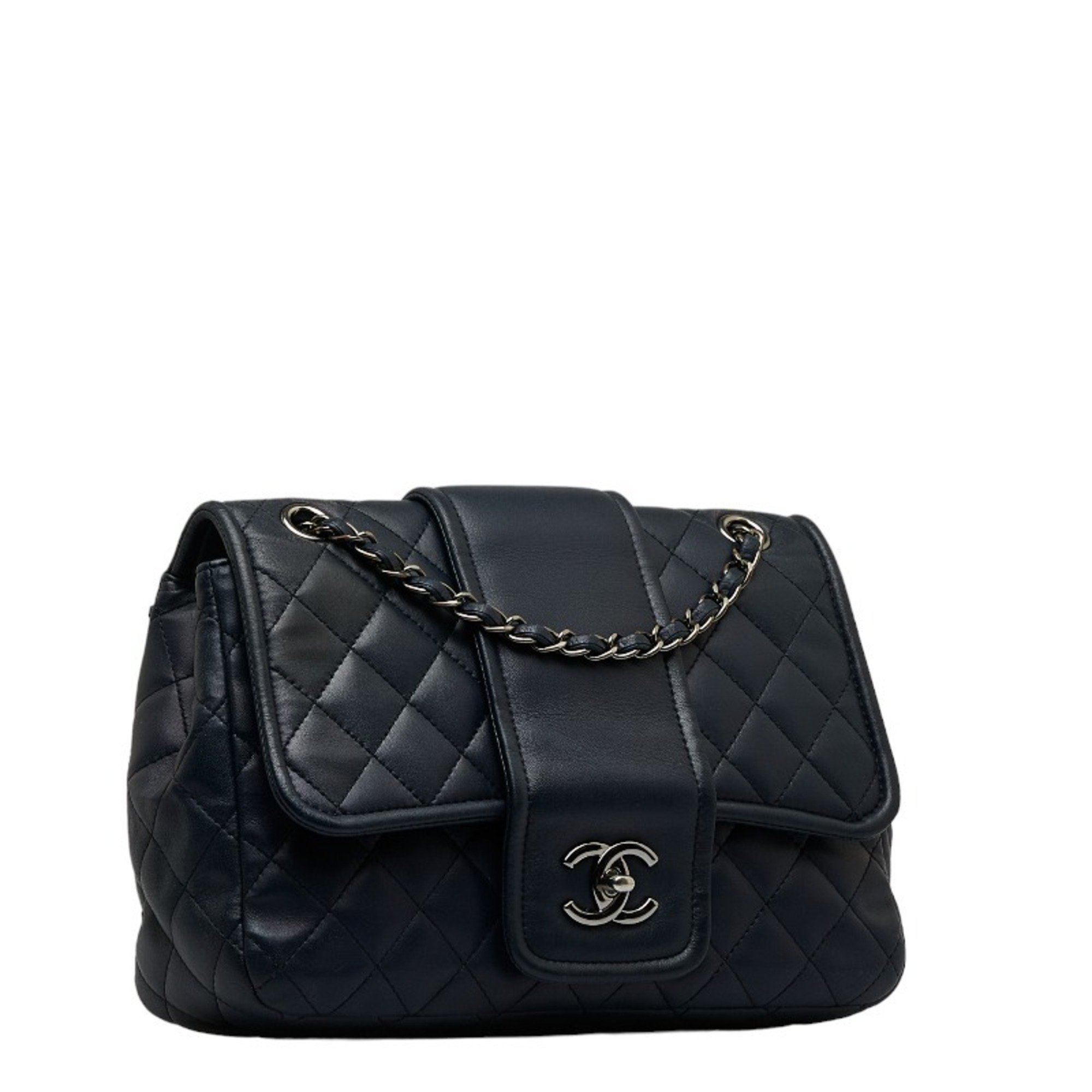 Chanel Matelasse Chain Shoulder Bag Navy Leather Women's CHANEL