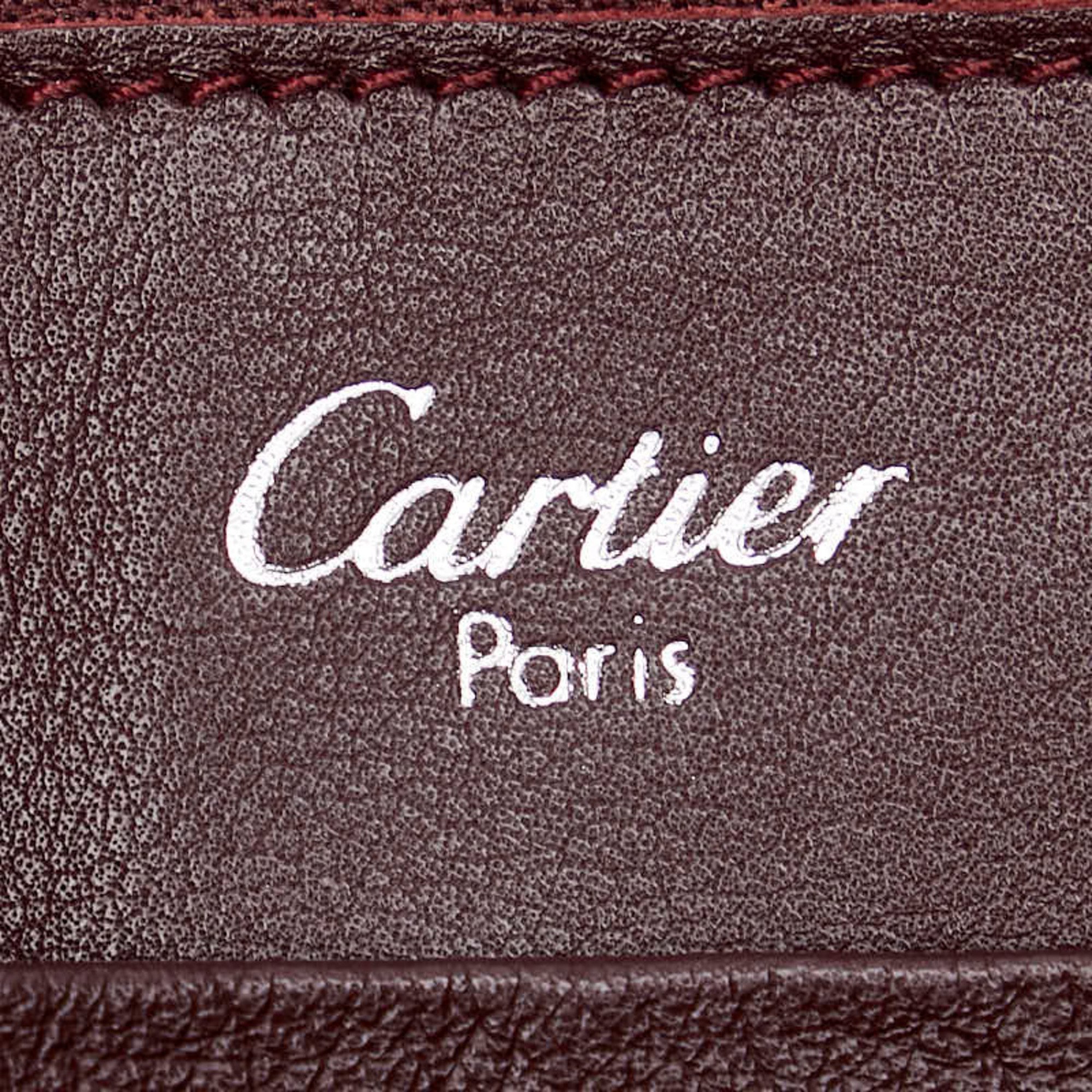 Cartier Must Line Tote Bag Bordeaux Wine Red Leather Women's CARTIER