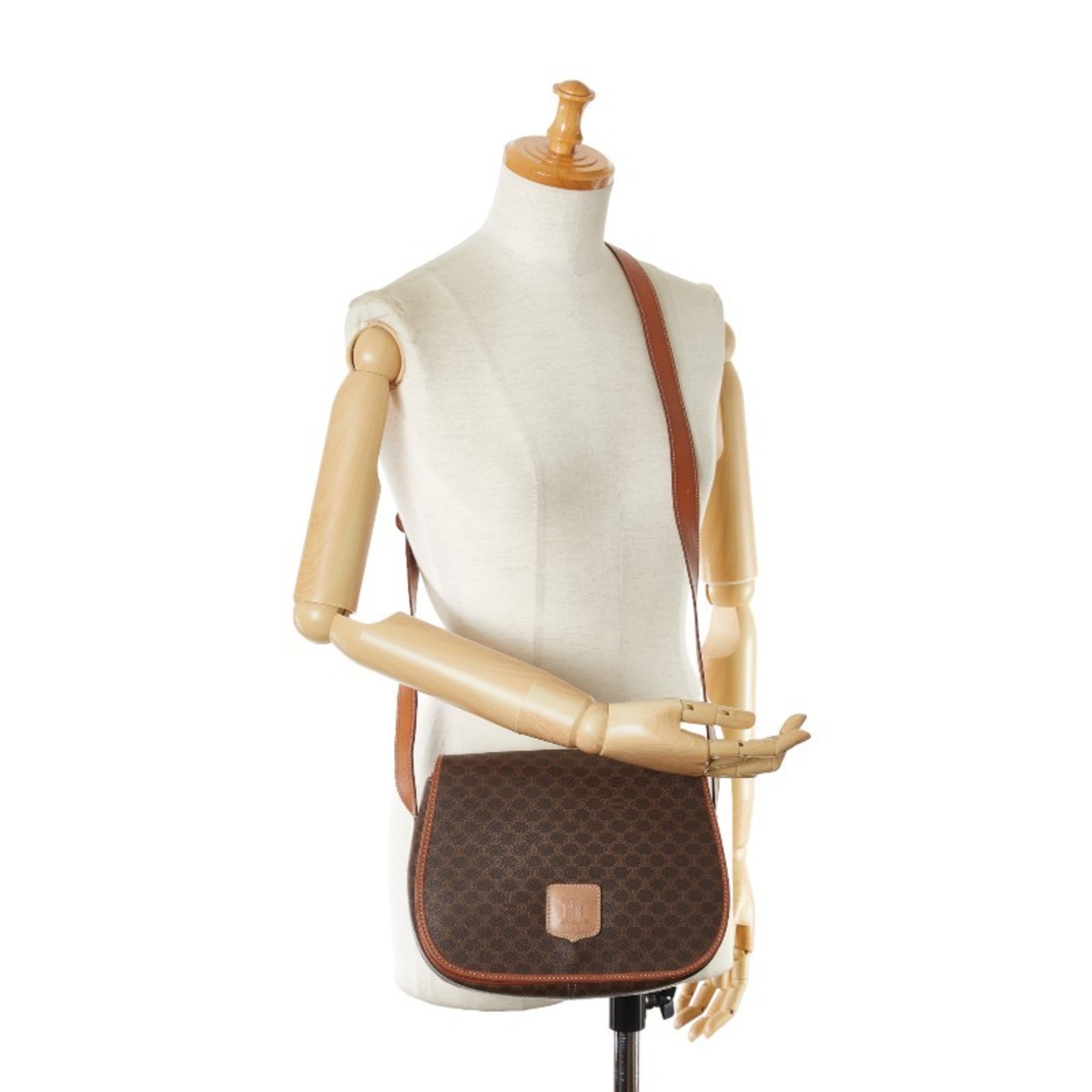 Celine Macadam Shoulder Bag Brown PVC Leather Women's CELINE