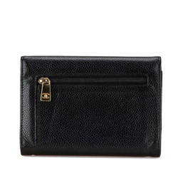 CHANEL Coco Mark Bi-fold Wallet Black Caviar Skin Women's