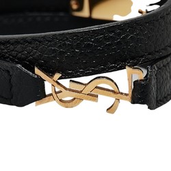 YSL Bracelet Black Gold Leather Plated Women's SAINT LAURENT