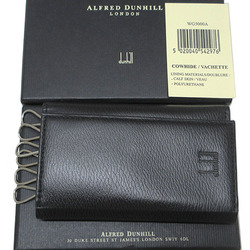 Dunhill 6-ring key case WG5000A, black, embossed leather, men's