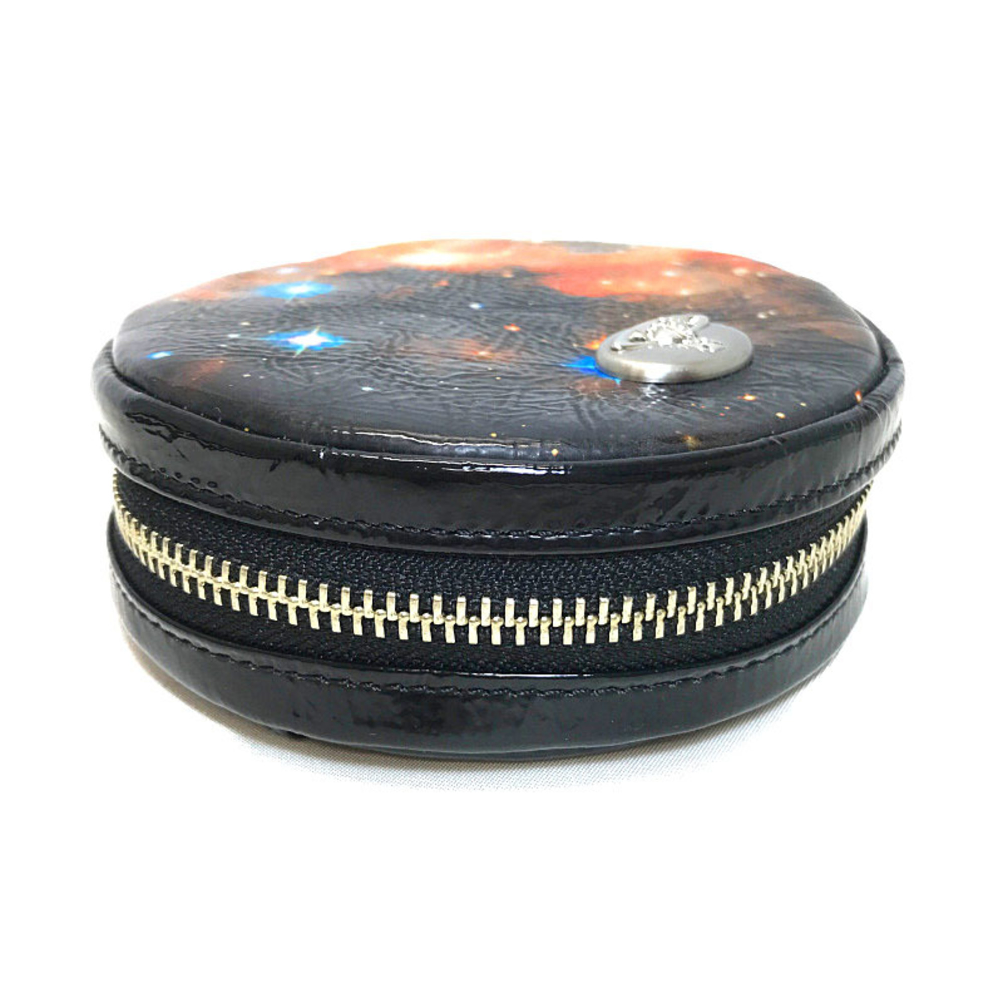 Vivienne Westwood Round Pouch Black Leather S Cosmic Star Men Women