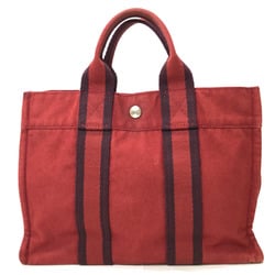 Hermes HERMES Foulet PM Hand Tote Bag Red 100% Cotton Men's Women's