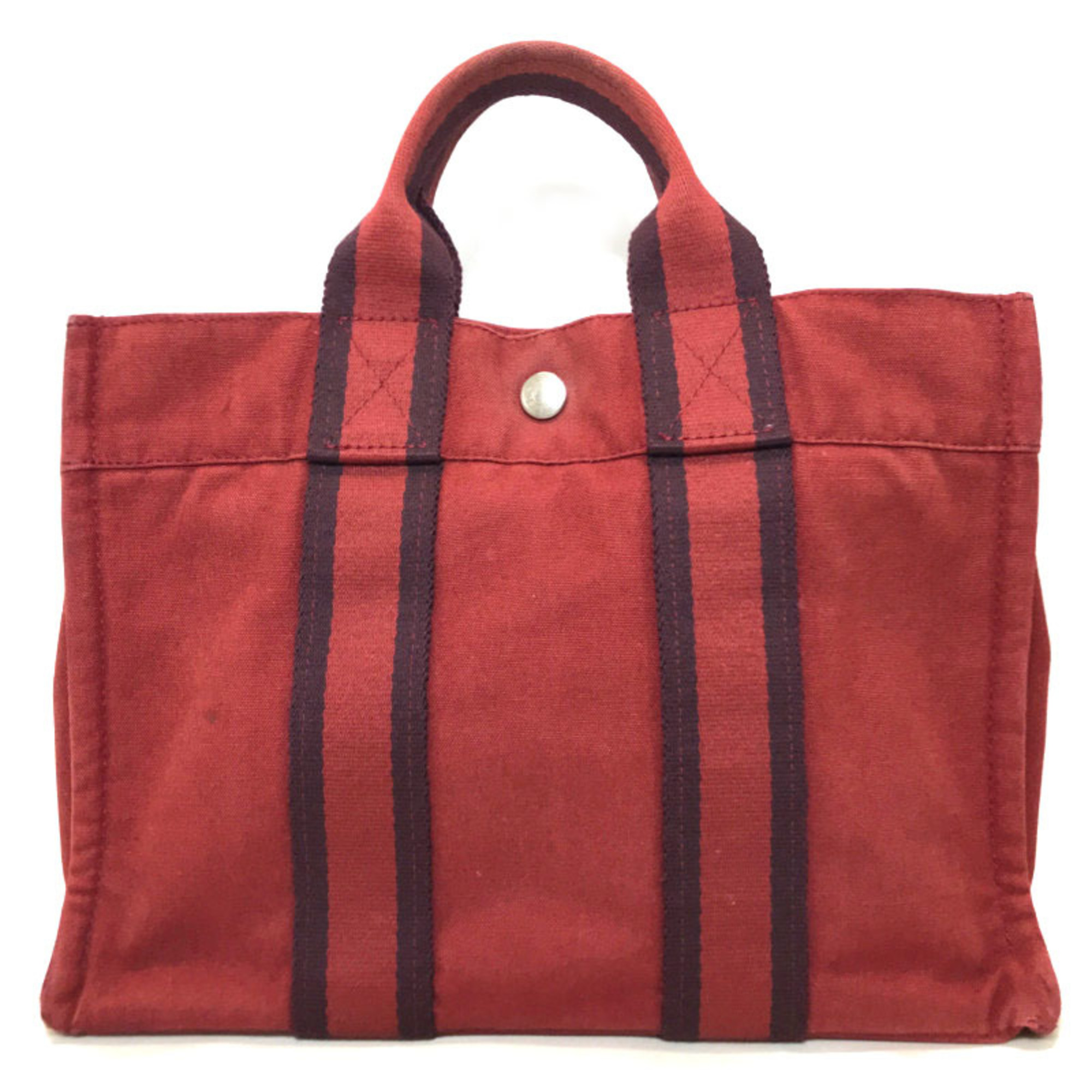 Hermes HERMES Foulet PM Hand Tote Bag Red 100% Cotton Men's Women's