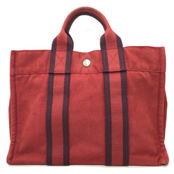 Hermes HERMES Foulet PM Hand Tote Bag Red 100% Cotton Men's Women's