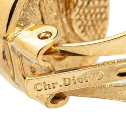 Christian Dior Dior CD Rhinestone Earrings Gold Black Plated Women's