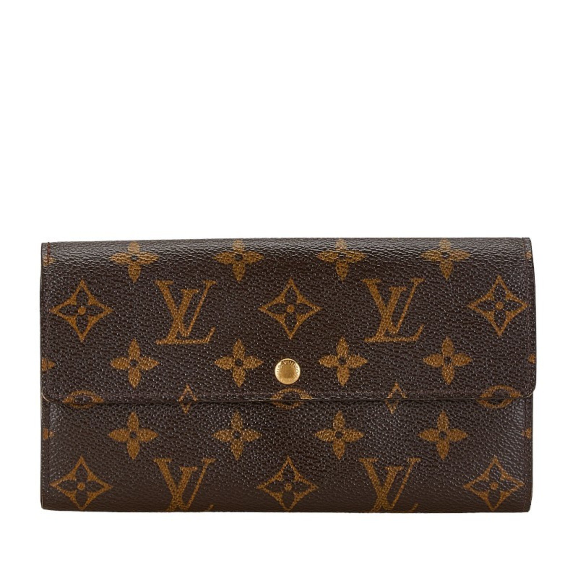 Louis Vuitton Monogram Portefeuille Sarah Long Wallet M61726 Brown PVC Leather Women's LOUIS VUITTON