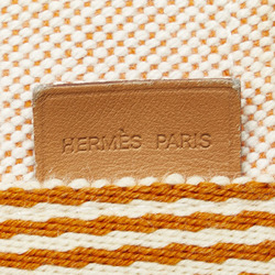 Hermes New Fool Tote MM Handbag Bag Orange Beige Canvas Women's HERMES