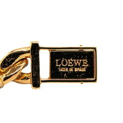 LOEWE Chain Bracelet Bangle Brown Gold Plated Leather Women's