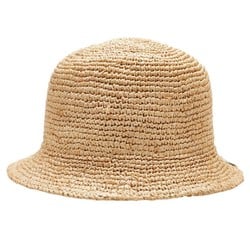 Giorgio Armani Straw Hat Beige Raffia Leather Women's GIORGIO ARMANI