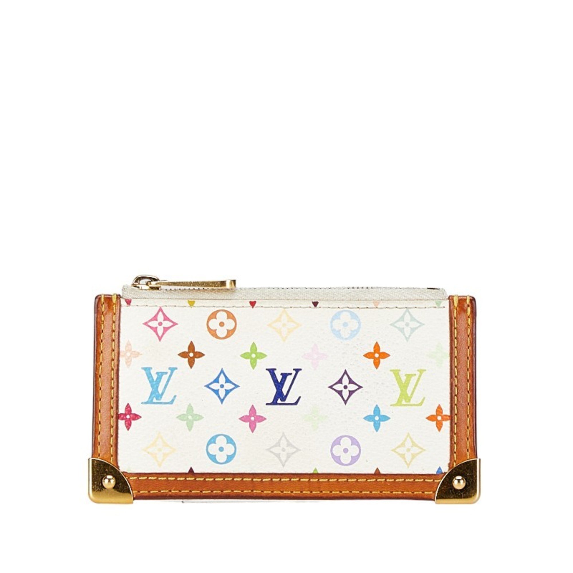 Louis Vuitton Monogram Pochette Cle Coin Case M92655 Blanc Multicolor PVC Leather Women's LOUIS VUITTON