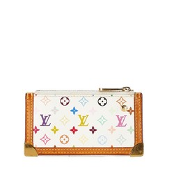 Louis Vuitton Monogram Pochette Cle Coin Case M92655 Blanc Multicolor PVC Leather Women's LOUIS VUITTON