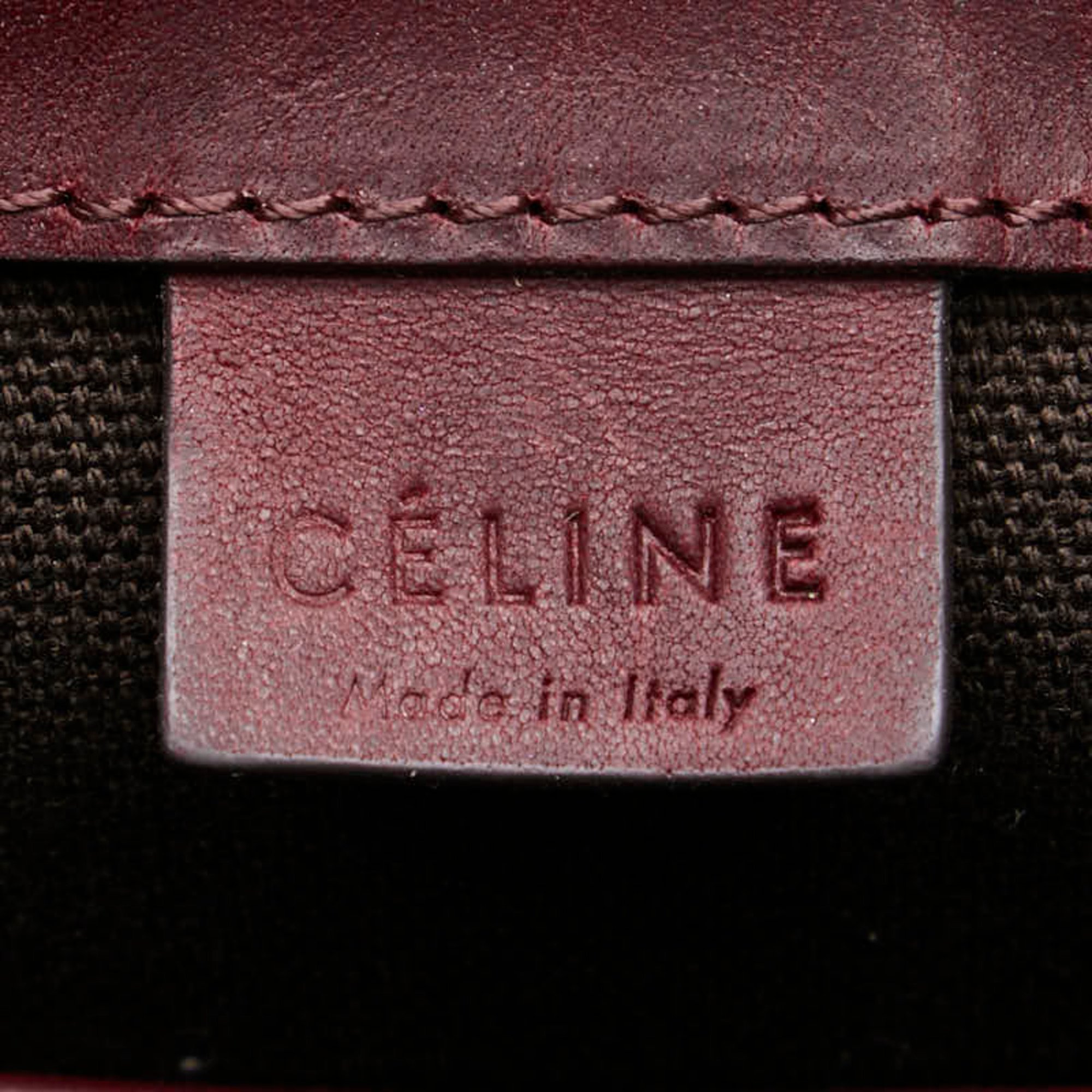 Celine Macadam Bag Handbag Wine Red Bordeaux Brown Canvas Leather Women's CELINE