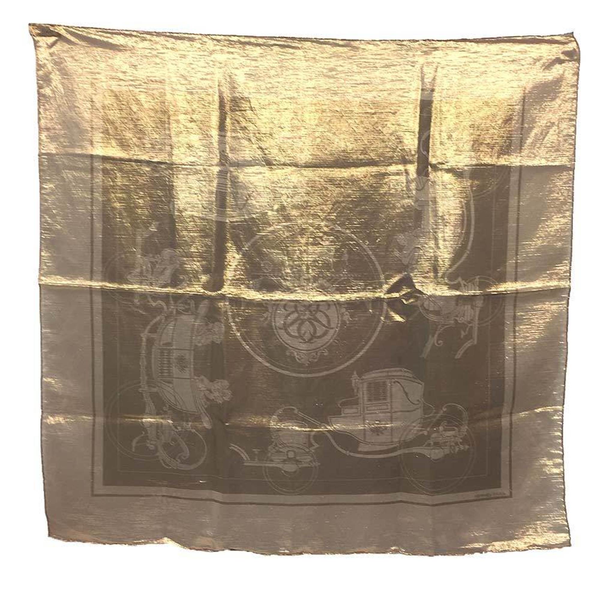 HERMES Hermes Carregram 70 Scarf Muffler Exlibris Gold aq10391