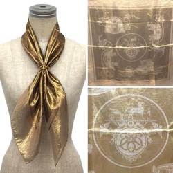 HERMES Hermes Carregram 70 Scarf Muffler Exlibris Gold aq10391