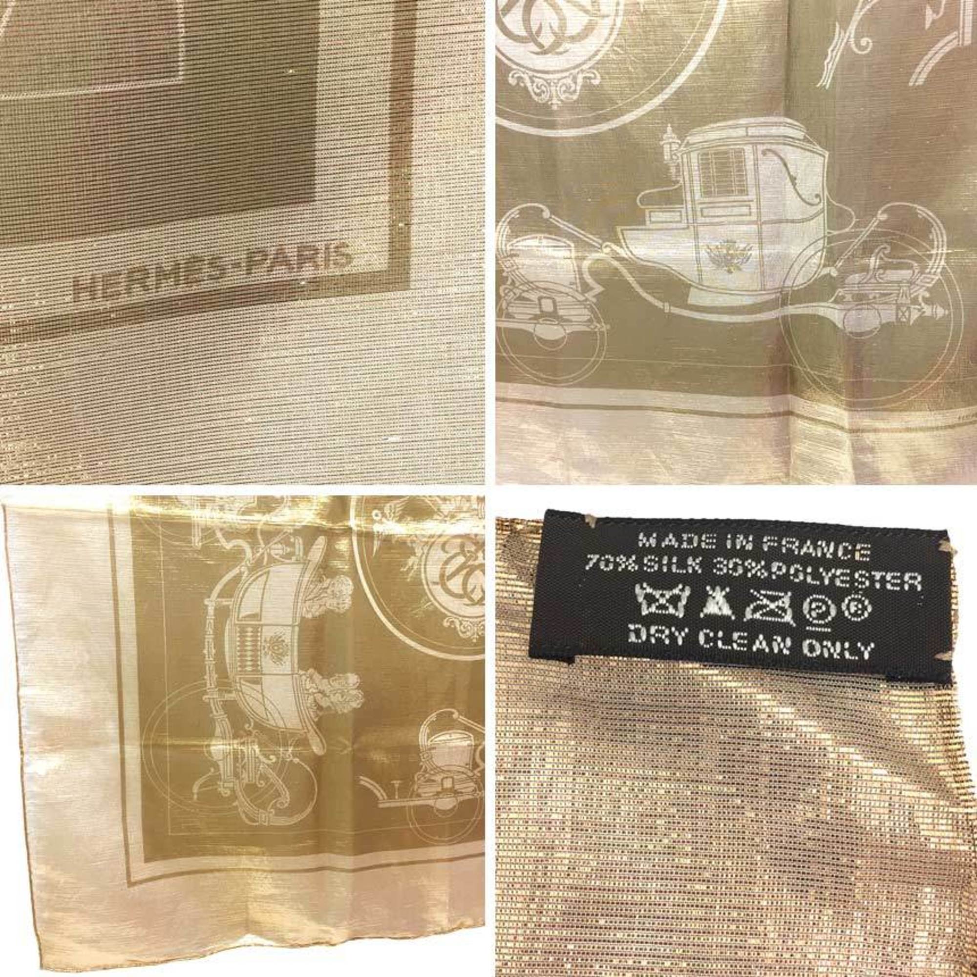 HERMES Hermes Carregram 70 Scarf Muffler Exlibris Gold aq10391