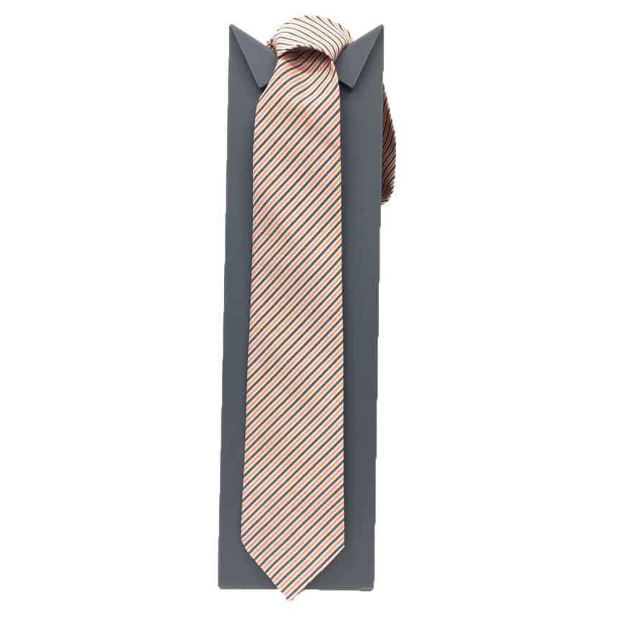 Hermes HERMES tie striped orange x grey cotton silk men's small aq10428