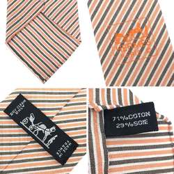 Hermes HERMES tie striped orange x grey cotton silk men's small aq10428