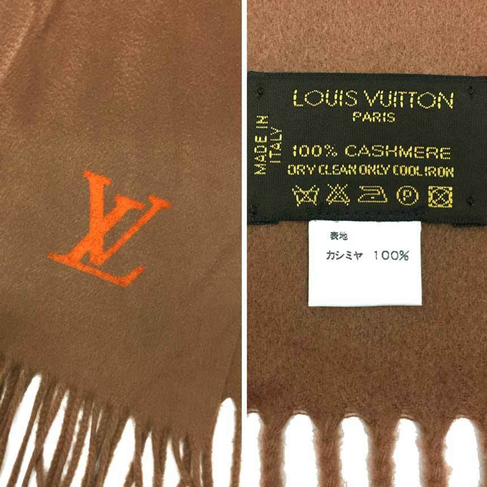 LOUIS VUITTON Louis Vuitton Echarpe Geram Cashmere Scarf Camel Stole aq10460